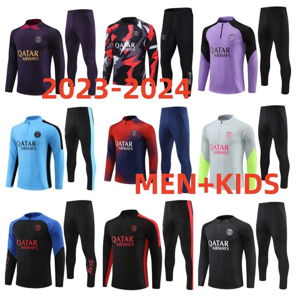 Спортивная одежда Paris 23 24 MBAPPE для детей и мужчин 23/24, тренировочная футбольная рубашка с длинными рукавами, футбольная форма для взрослых мальчиков, комплект 111