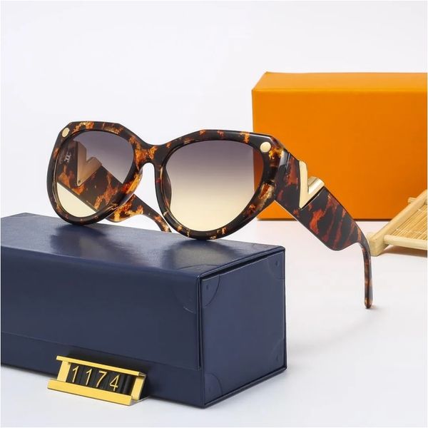 2024 шт. Роскошные дизайнерские солнцезащитные очки, модные многоцветные современные высококачественные мужские и женские классические ретро-очки «кошачий глаз» 1174