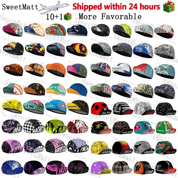 Sweetmatt clássico retro poliéster ciclismo bonés pacote de 10 secagem rápida respirável bicicleta chapéu verão esportes balaclava unisex 231229