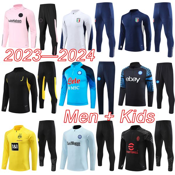 Dort fatos de treino 2023 AC Itália Inter Miami kits de futebol masculino e infantil 2024 Nápoles Milan Juventus fato de treino de futebol 23 24 tuta chandal futbol survetement