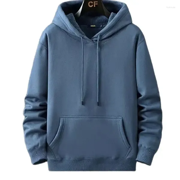 Hoodies masculinos outono inverno grosso velo hoodie masculino tamanho grande 12xl pulôver com capuz preto
