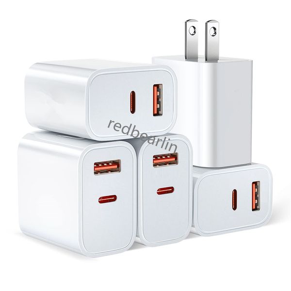 20W schnelles Schnellladen 3A 12W 2.4A USB C Wandladegerät Dual -Ports PD -Ladegeräte für iPhone 13 14 15 Pro Samsung S23 S24 Utral HTC Xiaomi Android Phone PC