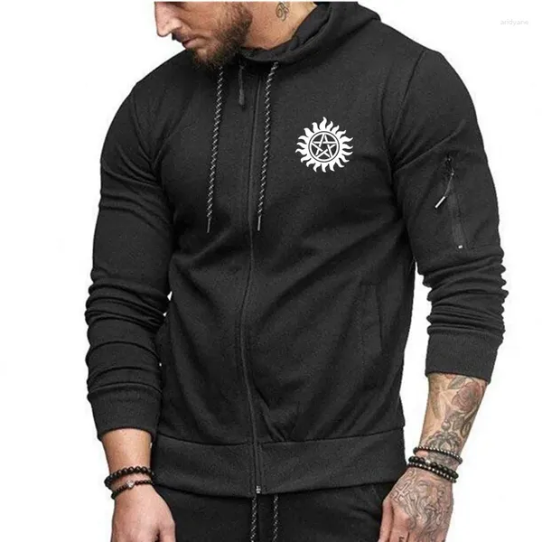 Felpe con cappuccio da uomo Fitness Jogging Felpa con cerniera Cappotto Winchester Logo Stampa Trend Felpa con cappuccio con zip primavera autunno di alta qualità