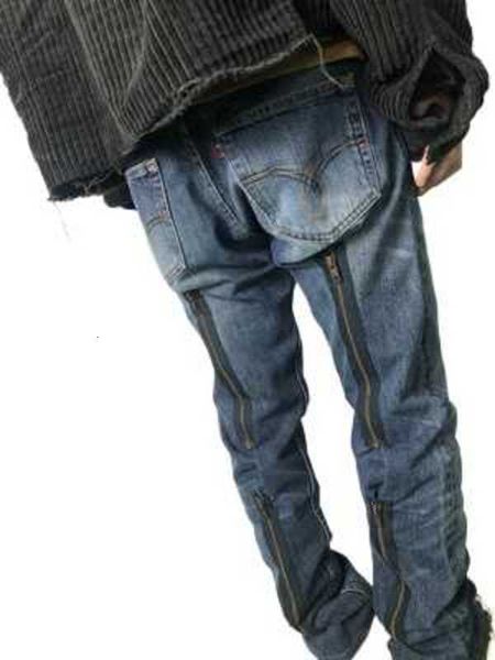 Herren-Jeans, Herren-Designer-Jeans, Nadeln, Reißverschluss-Design, gewaschen, zerstört, messergeschnittene Denim-Jeans, Hose, ASAP ROCKY, High-Street-Modemarke 21TF