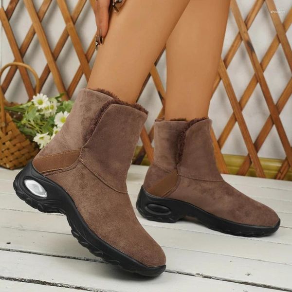 Stiefel frauen Wasserdichte Anti-slip Schnee 2024 Winter Warme Plüsch Fell Kurze Weibliche Slip Auf Plattform Schuhe Ultraleichte Schuhe