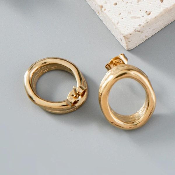 Orecchini a cerchio in acciaio inossidabile elettrolitico color oro per le donne Retro semplice orecchino orecchio anello fibbia gioielli regalo per feste