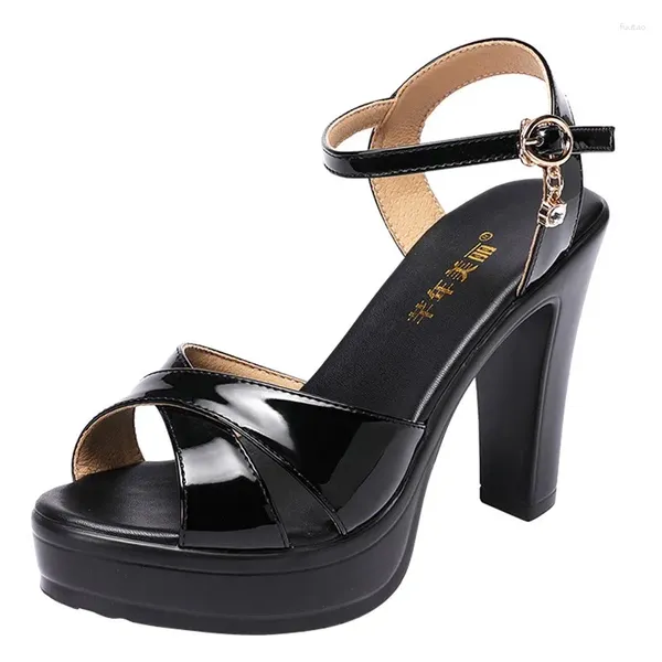 Sandali 10CM tacchi alti estate bocca di pesce scarpe da donna sexy nastro dorato versione coreana piattaforma impermeabile fibbia con parola