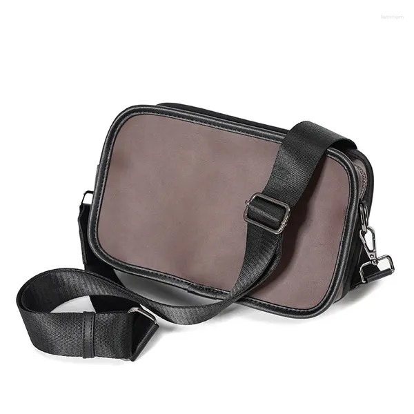 Maletines, bolso informal para hombre, bandolera de cuero de Caballo Loco de hombro Vintage, bolso de negocios cuadrado pequeño para hombre, Bolsas