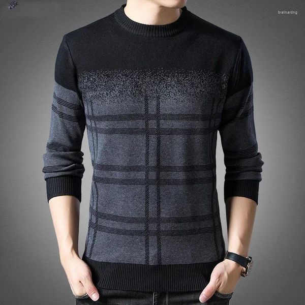 Мужские свитера 2024, модный брендовый свитер, мужские пуловеры, толстые облегающие джемперы, трикотаж, шерстяная зимняя корейская повседневная одежда для мужчин