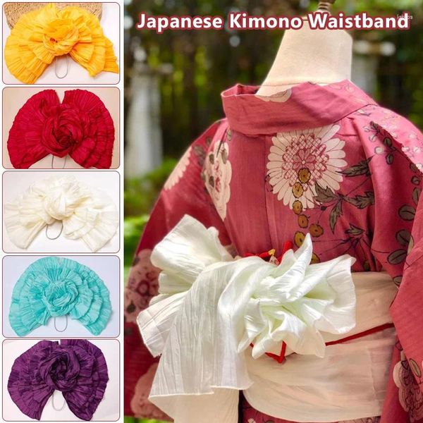 Forniture per feste Solido Pieghettato Morbido Papillon Kimono giapponese Obi Donna Cintura Yukata Geisha Kimono Regolazione della vita