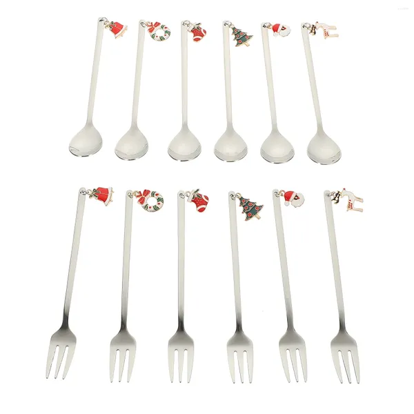 Set di stoviglie Set di posate natalizie Forchette per mangiare Caffè Cucchiaio per mescolare Utensili da cucina Gadget e cucchiai