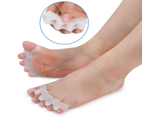 Corretor de joanete de silicone Separadores de dedos do pé Ferramenta de cuidados com os pés Hallux Valgus Corrector Straightener Spreader 5 cores LLA3932596925