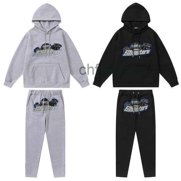 Abbigliamento firmato Uomo Felpe Tute Felpe con cappuccio Trapstar Blu Grigio Tigre Asciugamano ricamato Trapano Autunno Maglione di peluche Sport Set allentato Pullo CF8V