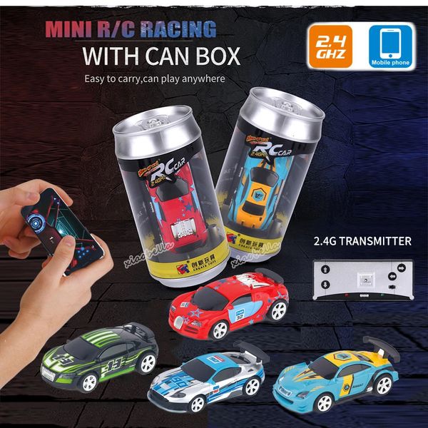 1 58 MINI RC Auto telecomandata a batteria Auto da corsa in PVC Lattine Pack Machine Drift-Buggy Bluetooth radiocomandato Giocattolo Kid 240102