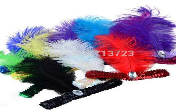 Whole12pcslot Tüy Head Band 192039s Shapper Peachin Charleston Kostüm Kafa Band Band Partisi Devekuşu Tüy Headdress7916880