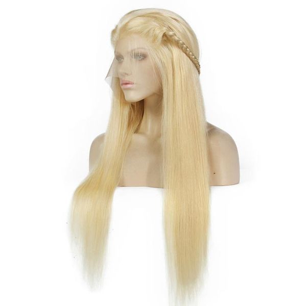 613 Blonde Echthaar-Spitze-Front-Perücken, lange gerade Perücke für schwarze Frauen, brasilianische Vollspitze-Echthaar-Perücken, vorgezupft, Ganzes 1661692