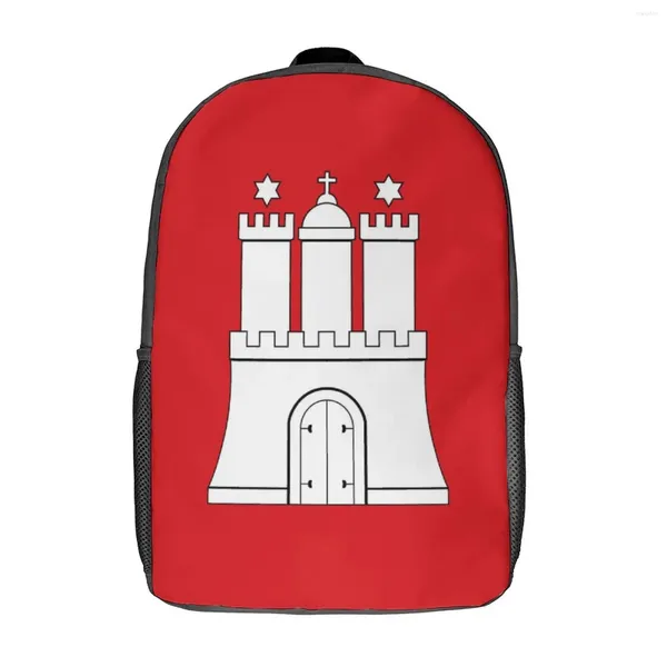 Mochila bandeira de Hamburgo com duração confortável pacote de infantaria 17 polegadas ombro vintage atividades esportivas exclusivas