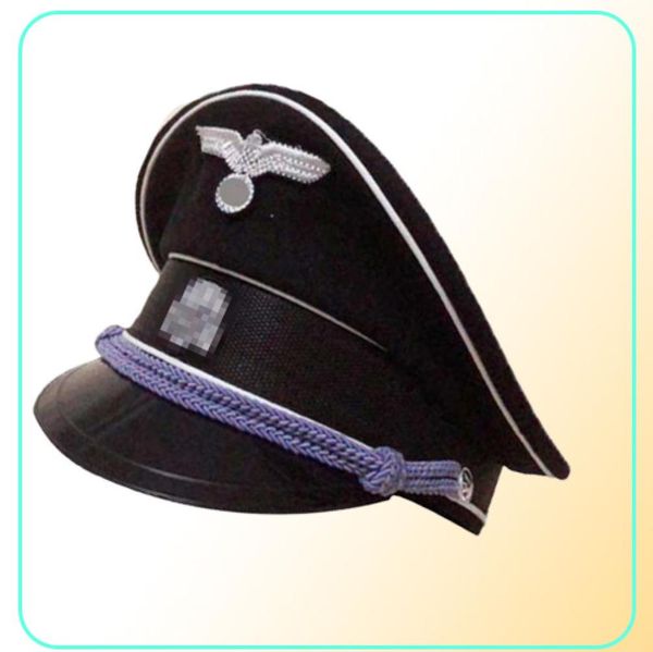 Cappello di lana da ufficiale tedesco di fanteria d'élite dell'esercito della Seconda Guerra Mondiale, berretto con visiera, cordino in argento8589850