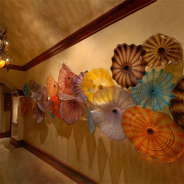 Placas de parede de decoração antiga lâmpadas montadas flor mão soprada luzes de parede de vidro murano 10 a 16 polegadas
