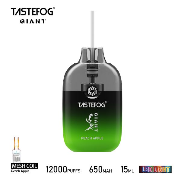 Лучшее качество Vapers Puff 12000 Vape Перезаряжаемая одноразовая электронная сигарета 12k LED Tastefog Giant 12 вкусов оптом