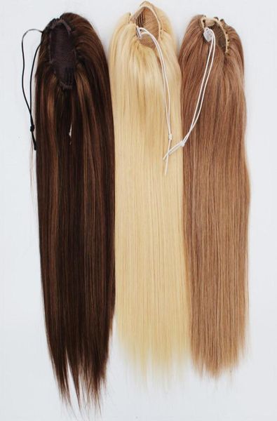 VMAE Straight Natural 613 Brown 100g Duplo Desenhado 14 a 26 polegadas Cabelo Cavalinha Buraco Apertado Reto Cordão Rabo de Cavalo Cabelo Humano 1600691