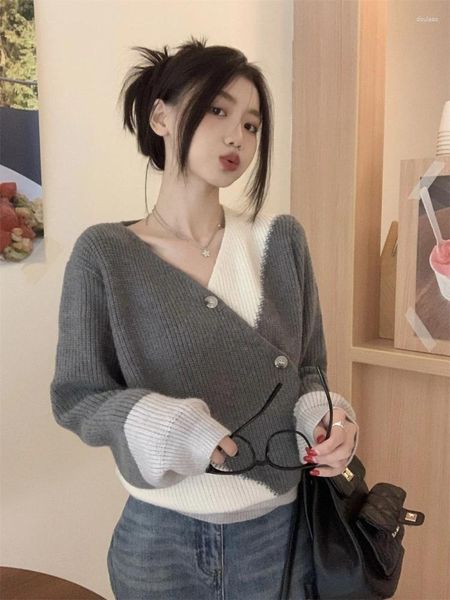 Kadın Sweaters Moda Kadınlar 2024 Kış uzun kolu üst gevşek Koreli kazaklar büyüklüğünde o yakalı örgü sıcak jumperlar üstleri