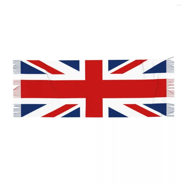 Lenços Reino Unido Bandeira Britânica Inverno Lenço Xales Envoltório Mulheres Homens Quente Bufanda Borla