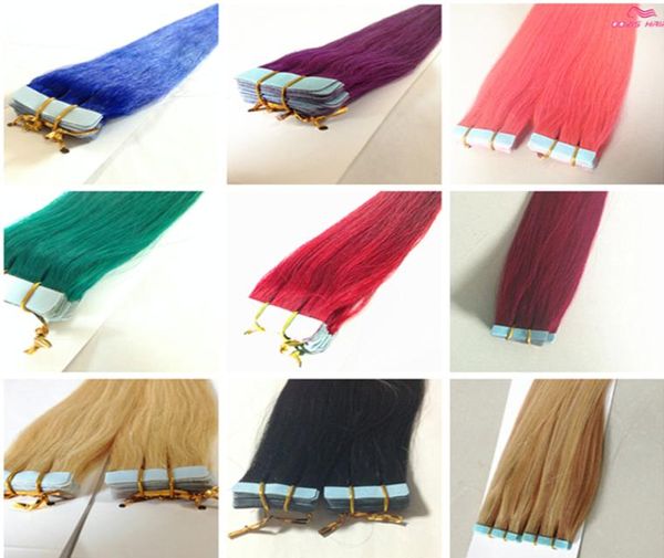 9 kleuren 16 inch tot 24 inch tape in human hair extensions remy haar huid inslag extensions 20 stks pack 5741221