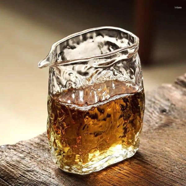 Bicchieri da vino Bocca piatta creativa fatta a mano Struttura del ghiacciaio Tazza fiera Set da tè di fascia alta Dispenser in vetro addensato Aquila quadrata