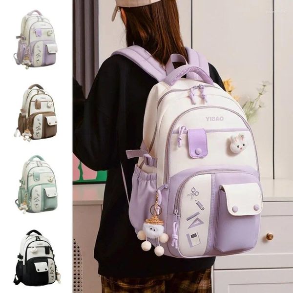 Sacos escolares Saco de livro Grande capacidade Nylon Casual Campus Mochila Médio Estudante Mochila Leve Elementary Girl