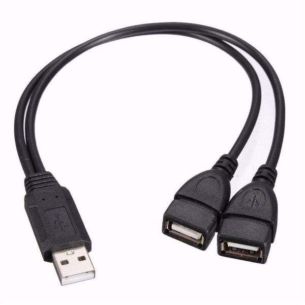 Computerkabel-Anschlüsse USB 2.0 A-Stecker auf 2 Dual-Buchsen-Daten-Hub-Netzteil-Adapter Y-Splitter-Ladekabel-Verlängerung Drop Delivery Com Otflp