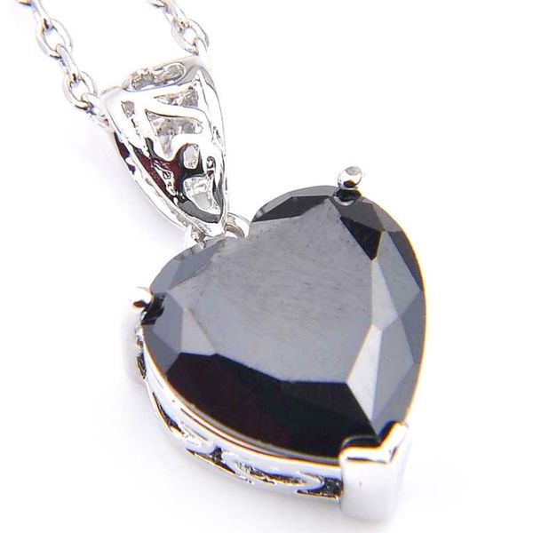 LuckyShine Heart Fire Onice nero Gemme Argento per le donne Pendenti Collane CZ Zircone per le feste Pendenti Womens255W