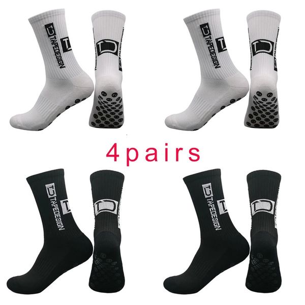 4PairsLot ANTI SLIP Tapedesign Fußballsocken Mid Calf NonSlip Soccer Sport Cycling Sports Mens Socke EU3845 240102