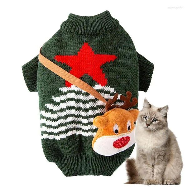 Costumi per gatti Abbigliamento per animali domestici in stile natalizio Maglioni caldi invernali per cani di piccola taglia media Dolcevita lavorato a maglia maglione per cuccioli Chihuahua