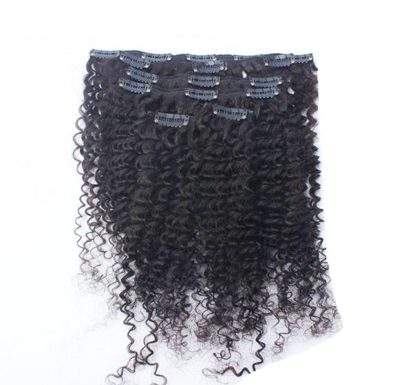 Clip per extension per capelli afro-americani 100g Clip per capelli afro crespi di colore naturale 8 pezzi clip per capelli umani in extension per nero1384692