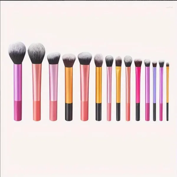 Make-up-Pinsel, 14-teilig, buntes Pinsel-Set, weiches synthetisches Haar, Make-up, Puder, Foundation, Rouge, Lidschatten, kosmetische Werkzeuge