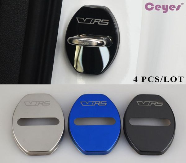 Capa de fechadura para porta de carro em aço inoxidável, adesivo para vrs, skoda octavia a7, fabia, citigo, rápido, excelente, estilo de carro 4111069