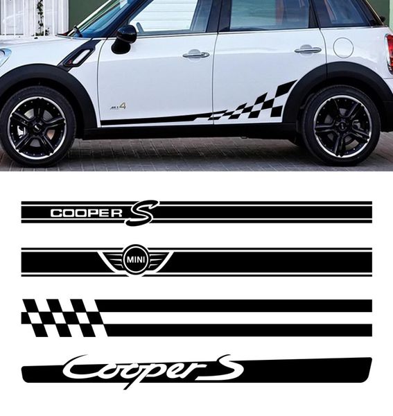 2 pçs porta lateral do carro corpo cintura saia decalque adesivos guarnição para mini cooper clubman countryman f54 f55 f60 r55 r56 r60 acessórios8677060