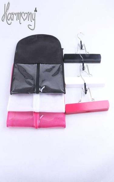 3 set3 borse3 ganci nero rosa bianco Borsa per riporre le estensioni dei capelli Borsa per le estensioni dei capelli a prova di polvere6705506