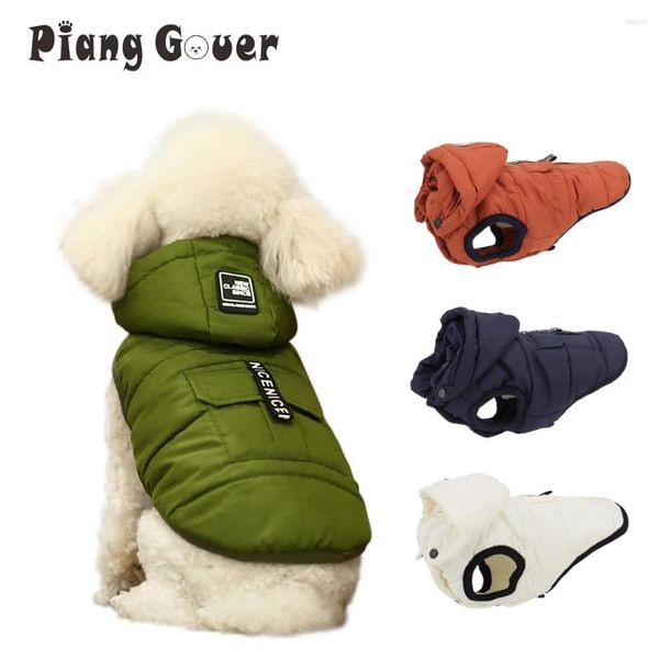 Köpek Kıyafet Kış Ceket Su geçirmez Peluş Pet Pet Ceket Pamuk Yelek Giysileri Küçük Orta Şapka Çıkarılabilir