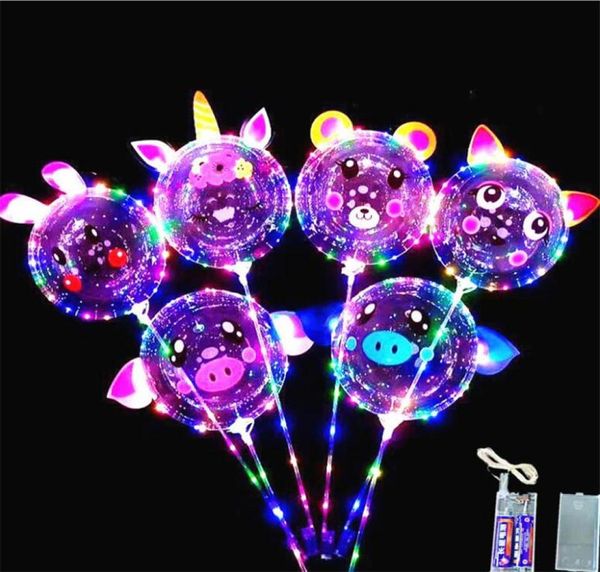 20 polegadas BOBO Balão Led Iluminação Multicolor Luminosa 70cm Pólo 3M 30LEDs Luz Noturna Para Casamento Natal Halloween Aniversário Bal1019789