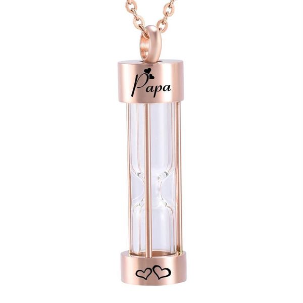 Mode Rose Gold Sanduhr Urne Halskette Feuerbestattung Asche Memorial Schmuck Transparente Anhänger Füllen Kit Chain242C