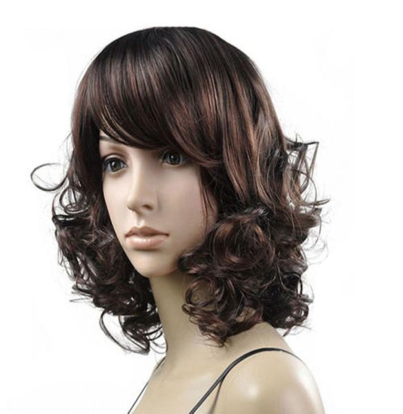 Nova moda peruca sexy curto feminino039s marrom encaracolado cabelo natural perucas completas cap1173007