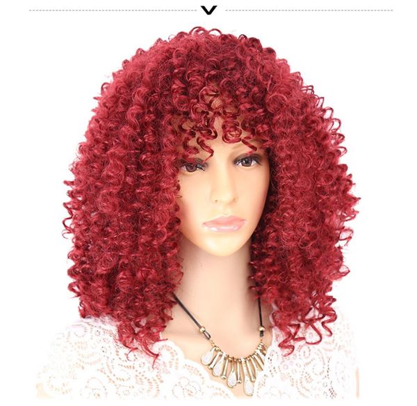 Afro Verworrene Lockige Perücken Für Frauen Synthetische Hitzebeständige Faser Schwarz Braun Rot Volle Perücke Cosplay wig6691651