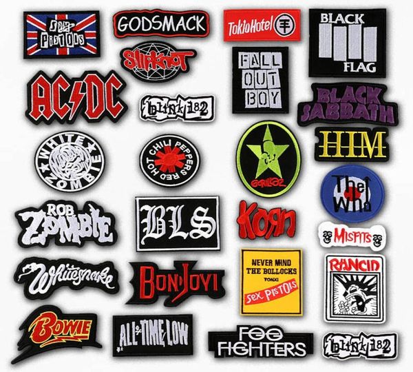 Band Rock Musik bestickte Accessoires Patch Applikation niedliche Patches Stoffabzeichen Kleidungsstück DIY Bekleidung Abzeichen8818822