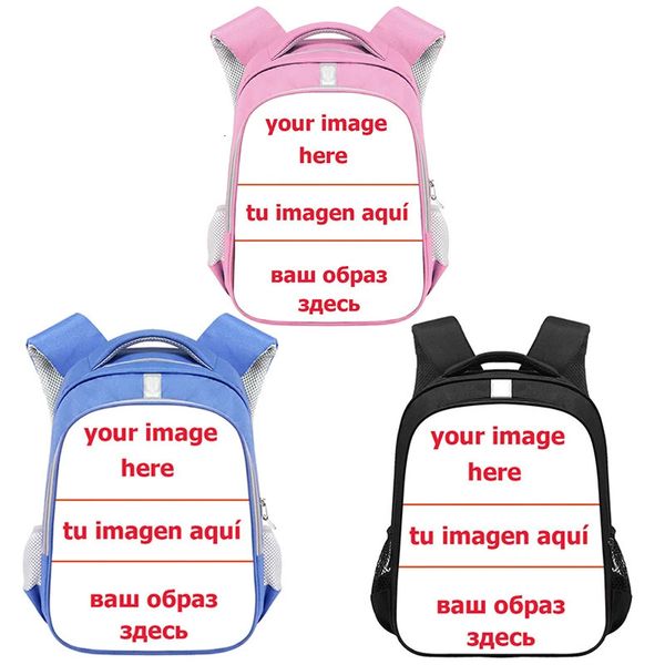 Personalizado sua imagem nome mochila 14 Polegada dos desenhos animados mochilas do jardim de infância meninos meninas crianças sacos de escola crianças saco de livro presente 240102