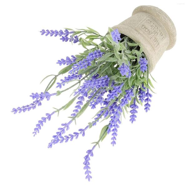 Flores decorativas vaso de flores artificiais vasos de plantas de cerâmica interior lavanda vasos de plantas escritório ao ar livre