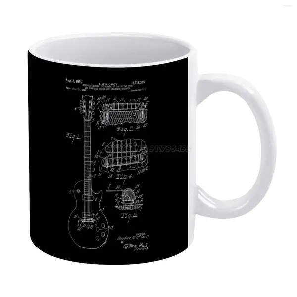 Кружки, гитара, патент, белая кружка, керамическая чашка для чая, подарок на день рождения, чашки для молока и оркестровые гитары, США I
