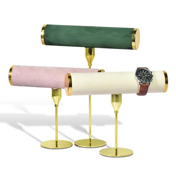 Visualizza il nuovo organizer per orologi di colore rosa verde blu beige, scaffale per bracciale Tbar, espositore per gioielli creativo per il negozio di casa