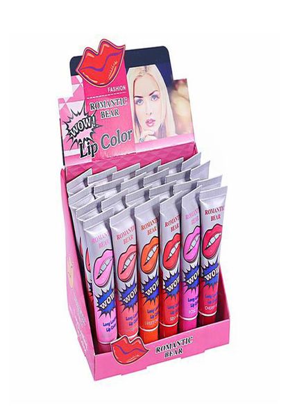 Lip Gloss Peeloff dura 24h sem mancha colágeno marinho batom bálsamo planta urso romântico 6 cores maquiagem hidratante labial m4432450